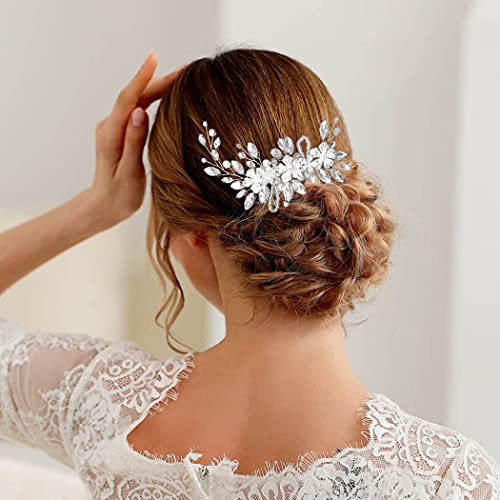 Urieo Hair Hair Comb Penas de Casamento de Cristal de Cristal Pedaços de Cabelo de Casamento