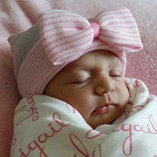 Drehow Bqubo Newborn Hospital Hat Baby Basicha de bebê com arco de grande arco macio de nó de nó