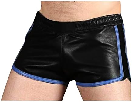 Shorts de couro PU para homens líquidos líquidos metálicos ativos shorts secos rápidos com bolsos para
