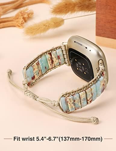 W-rara boho Stone Bracelet compatível com Fitbit Versa 4/Versa 3/Sense 2/Sense Band for Women,