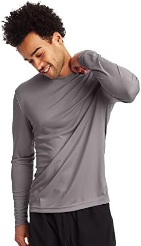Pacote de manga longa masculina de Hanes, camisetas legais que bebem umidade, camiseta de desempenho,
