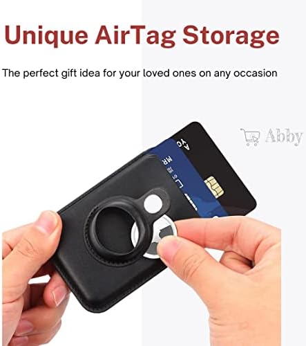Carteira de Airtag de Airtag da Abby, capa de couro magnético para iPhone com porta -cartas, para iPhone 13,