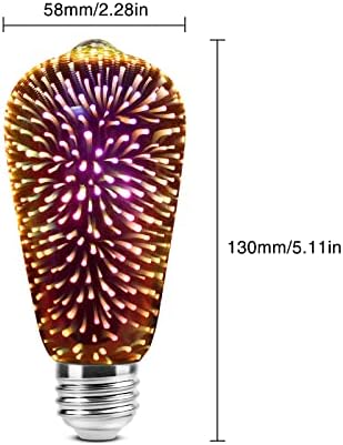 Lâmpadas de fogos de artifício Hizashi, fogos de artifício em 3D Efeito lâmpada elétrica ST19 LED,