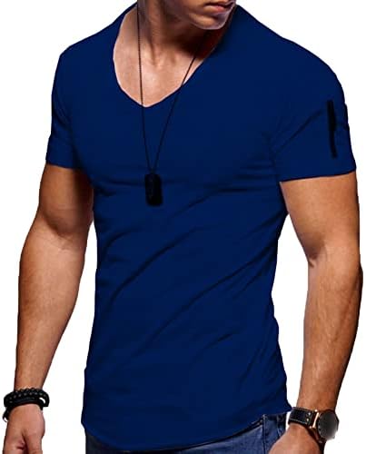 Camiseta masculina de fitness de fitness t-shirt high street verão de verão curto zíper ativo de algodão casual