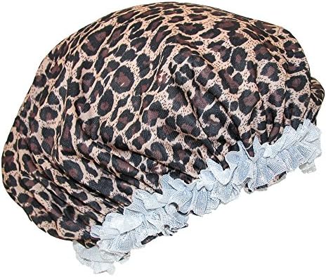 CTM® feminina cetim leopardo rolo de cabeceira de calça de sono tampa