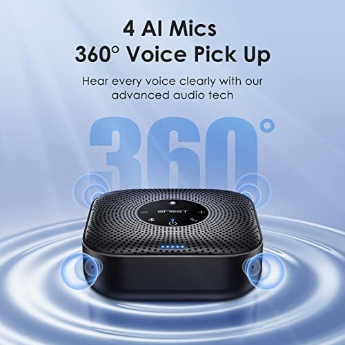 EMEET Conference Speakerphone M0 Plus, 4 AI MICS 360 ° Voz Voice, redução de ruído, alto -falante USB C, orador da conferência Bluetooth para 8 pessoas com a cadeia Daisy para 16 compatíveis com software líder