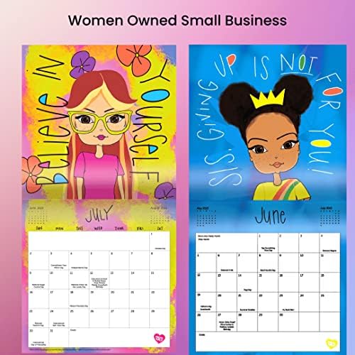 2023 Calendário inspirador de parede para meninas - calendário mensal comemorando poderosas mulheres
