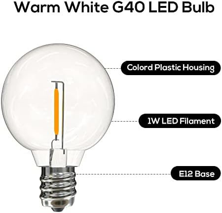 Sunthin 2 pacote g40 lâmpadas LED, lâmpadas LED 1W com base E12, lâmpadas incandescentes de 5 watts equivalentes,