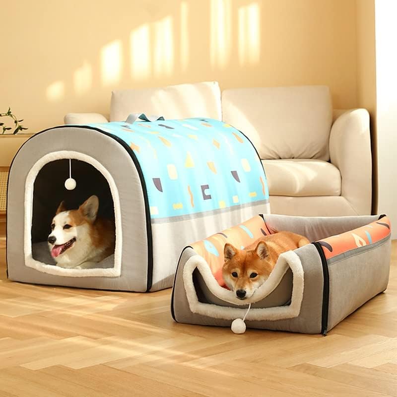 Mgwye Pet Dog Bed House Dobrável Inverno quente Pet para canil de estimação para canteiros de