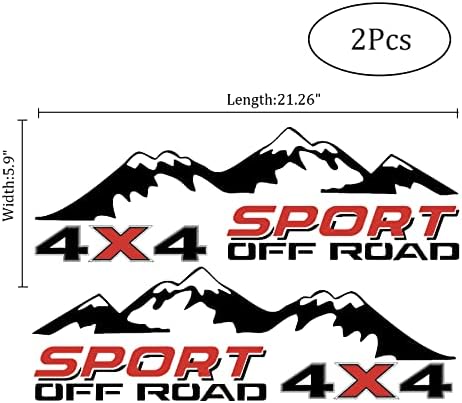 4x4 Off Road Sport com adesivos de decalque de padrão de montanha 2pcs, adequados para todos os