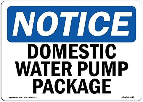 Pacote de bombas de água da OSHA - pacote de bomba de água doméstica | Sinal de plástico rígido | Proteja