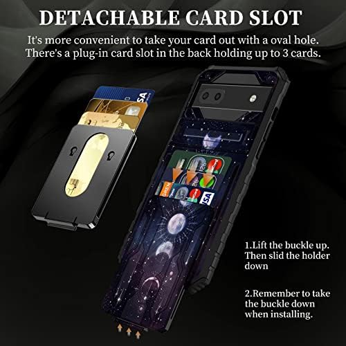 Para o Google Pixel 6A 5G Carteira da carteira com detentor de cartão de crédito destacável e