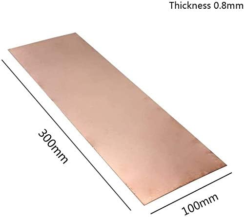 Folha de cobre Nianxinn 0,8 mm 300 mm x 100 mm de metal desligado Folha de cobre pura de qualidade primordial
