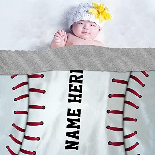 Super Baseball de beisebol personalizado Cobertores de bebê de beisebol com nome, padrão de textura