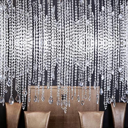 12 fios de 39,4 pés de miçangas de cristais magníficas, fios transparentes Cadeia de lâmpadas de lustre