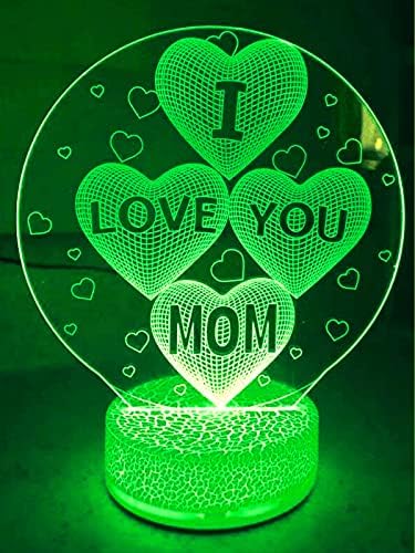 Molly Hieson 3d Love Heart Night Light Led Touch Touch Decor Tabelha Lâmpadas de ilusão de óptica 7 Luzes