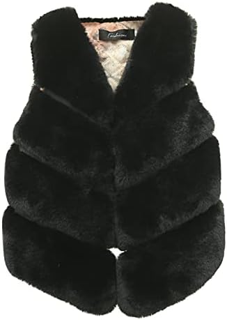 Crianças de criança meninas meninas sem mangas v pescoço faux lã gilet inverno causal casaco de casaco