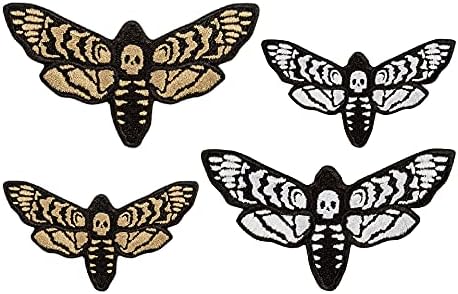 Bestir a Death Head Hawk Moth Patch - Skull Goth Witchcraft bordado - Ferro em patches - Tamanho: 3,9 x
