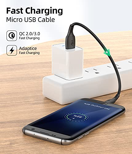 Hotnow Micro USB Cabo 0,5 pés 6 polegadas Cordos curtos, [3 pacote, 0,5 pés] Cabo Android Cabo