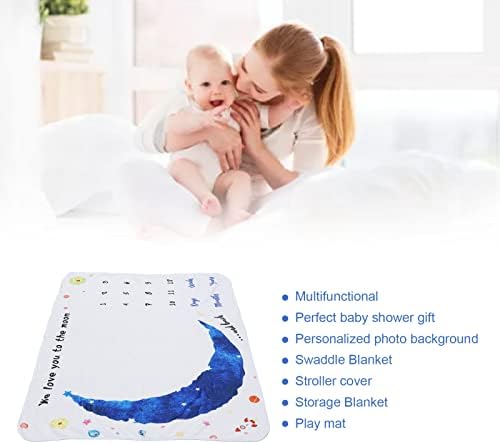 Fabul Baby Month Month Blanket, Multifuncional portátil Baby Milestone Blanket Dupla impressa