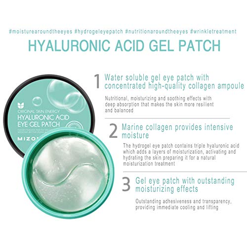 Mizon Hyaluronic Acid Eye Gel Patch, manchas de colágeno, máscaras para os olhos, tratamento para olhos inchados,