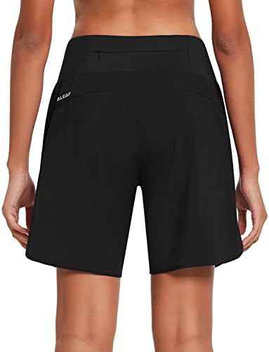 Shorts atléticos de longa duração femininos de Baleaf Womens com Liner Workout Zipper Pocket Pocket