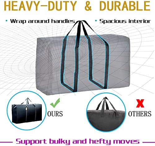 3 sacos em movimento de pacote de grandes dimensões com zíperes e alças de transporte, sacola de organizador, bolsa