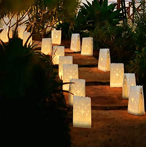 Conjunto de valores caseiros - 50 sacolas luminárias e 48 luzes de chá de bateria, ideal para decoração