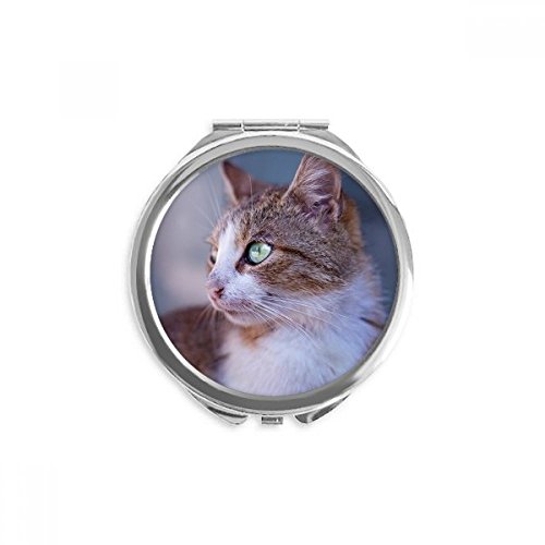 Perfil de animal de gato marrom Sara o espelho compacto de mão redondo vidro portátil de bolso