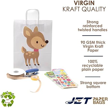 Sacos de papel a jato 10 ”x5” x13 ”Virgin Kraft Paper Sacos de presente com alças torcidas em massa. Ideal para