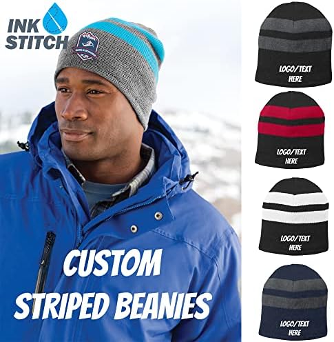 TINGA TINTO C922 Logo de costura personalizado Chapéus de gorro de inverno listrados personalizados