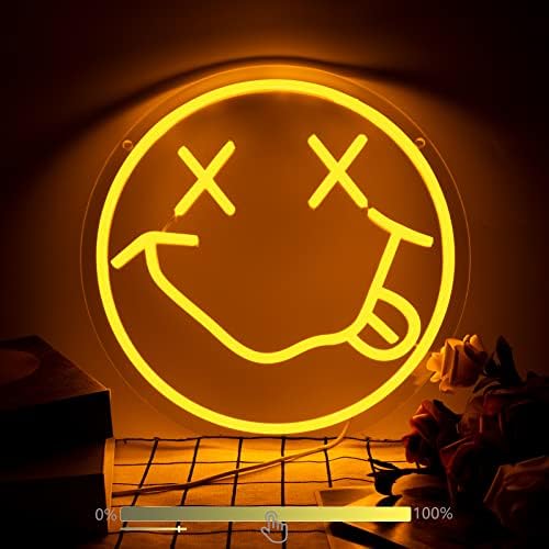 Moodlion Smiley Neon placar decoração de quarto fofo sinais de sala estética para parede, led neon adolescente