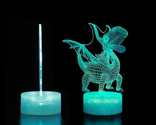 Ikavis Dragon 3D Light, ilusão de ilusão de ótica Lâmpada de mesa de dragão com 7 cores e sensor