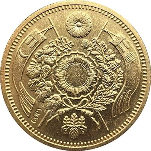 Japão 20 ienes - Meiji 9 anos Cópia de moeda 35 06mm Gold Plated Ornaments Collection Presentes