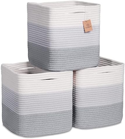 Cubos de armazenamento naturalcozy de 11 polegadas de corda de algodão tecido para organizar,
