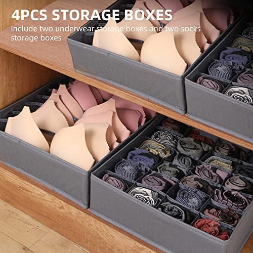 Caixas de armazenamento de roupas íntimas matembobe 4pcs caixas de armazenamento 2pcs 7 compartimentos