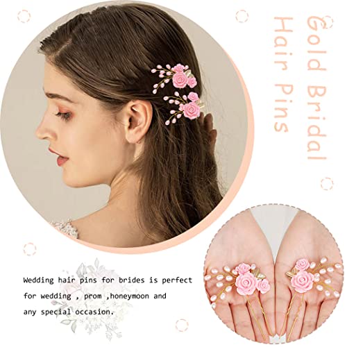 Hermoli Bridal Wedding Hair Pins Gold Flower Hairpiece Pearl Folhas Acessórios para mulheres e meninas