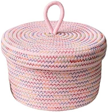 N/um cesto de cesta de corda de algodão com tampas de pálpebras decoração de cesto de armazenamento de corda