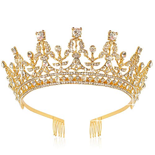 Didder Crowns for Women Rhinestone Crown Tiara, Tiaras e coroas para mulheres, Tiaras for Girls Gold Gold