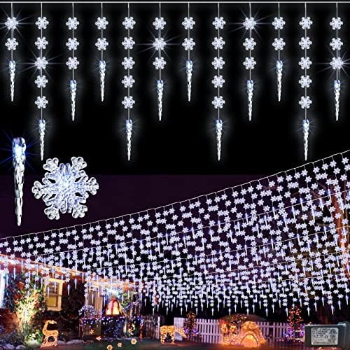 Luzes de iCicle Lights Outdoor Christmas Lights, LED de 12,5 pés LED LUZES DE CORTA DE FAIRA COM