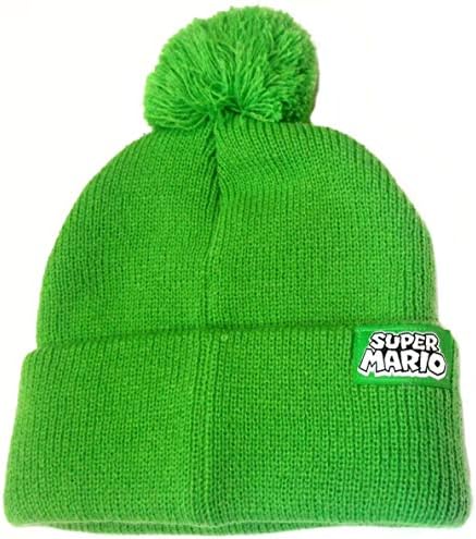Super Mario Bros Luigi Pom-Pom Knit Beanie Cap Green
