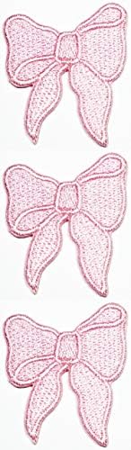 ONEX 3PCS. Tamanho pequeno fofo rosa de fita de natal rosa manchas de apliques bordados em bordados