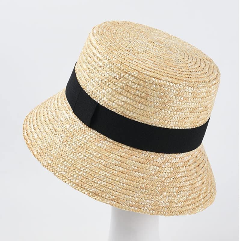 Moda Straw Bucket Hat Women UV Sun Hats Chapéu de férias de férias chapéu de sol de verão