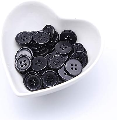 Ganssia 5/8 polegadas 4 orifícios botões pretos botões de costura 15mm para pacote de artesanato de 160