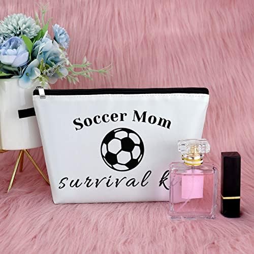 Sfodiary Soccer Mom Bolsa de maquiagem Bolsa de maquiagem Presente de amante de futebol para mulheres Presente