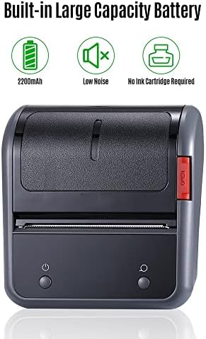 KXDFDC Portátil 80mm Térmica Impressora BT Rótulo de etiqueta Sticker Machine Bateria recarregável compatível