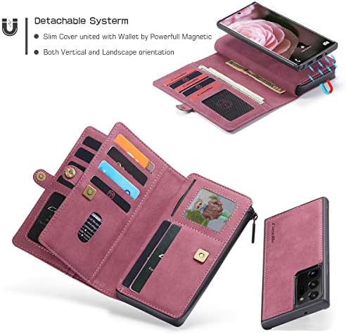 Caseme Galaxy Note 20 Caso de couro Ultra, Flip Flip Zipper multifuncional Caso de couro grande carteira