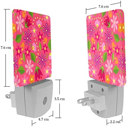 Rodailycay sensor de luz Luz de flores florais rosa brilhante, 2 pacotes de luzes noturnas se conectam na parede,