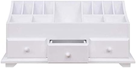 Zzyinhinh AN207 Caixa de armazenamento cosmético multifuncional com 3 gavetas e 13 partes da caixa de armazenamento cosmético de madeira branca pequenas jóias