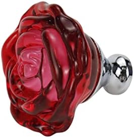 Dnyta Crystal Red Rose Draws Botões da forma da flor Maçaneta de gaveta de vidro armários de cozinha decorativos